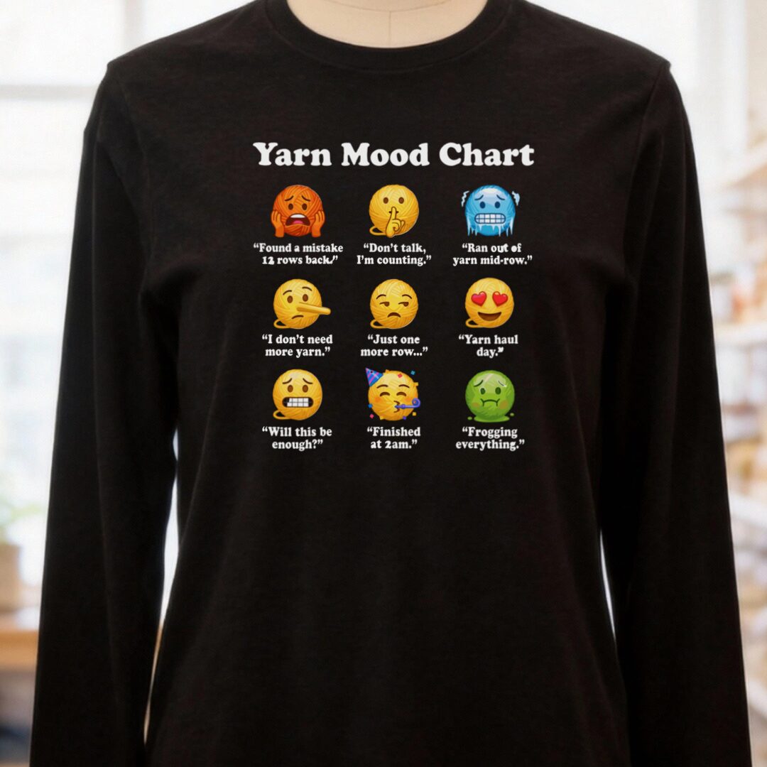 Yarn Emojis Long Sleeve Tee Black t-shirt
