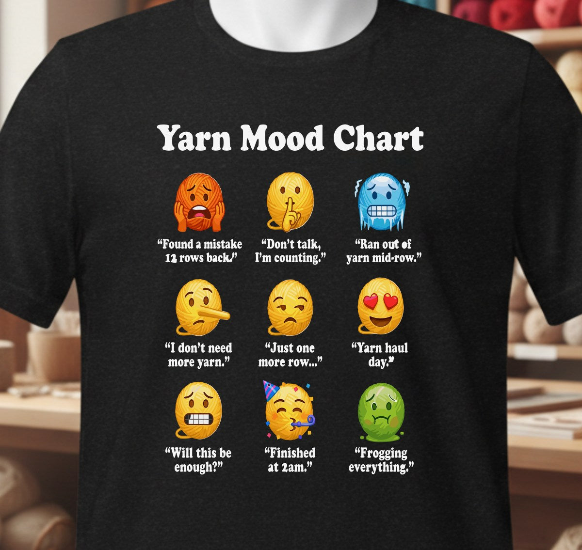 Yarn Emojis Black T-Shirt.jpg