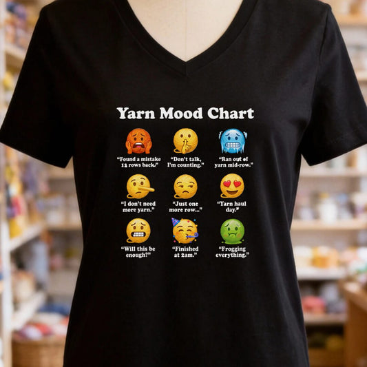 Yarn Emojis V-Neck T-Shirt Black t-shirt