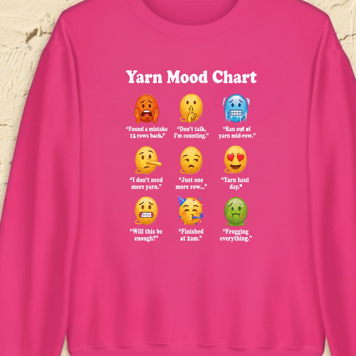 Yarn Emojis Bright Pink Sweatshirt.jpg