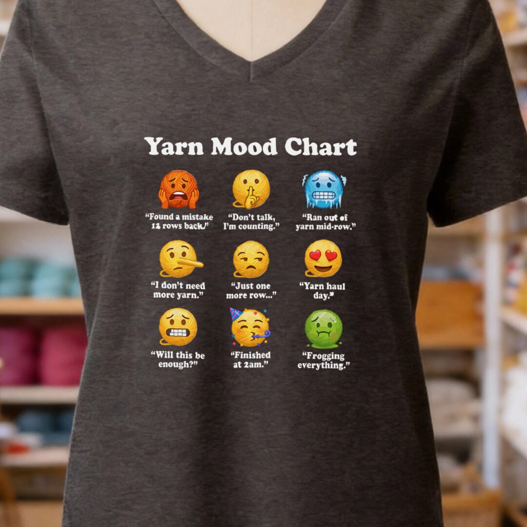 Yarn Emojis V-Neck T-Shirt Dark Grey t-shirt