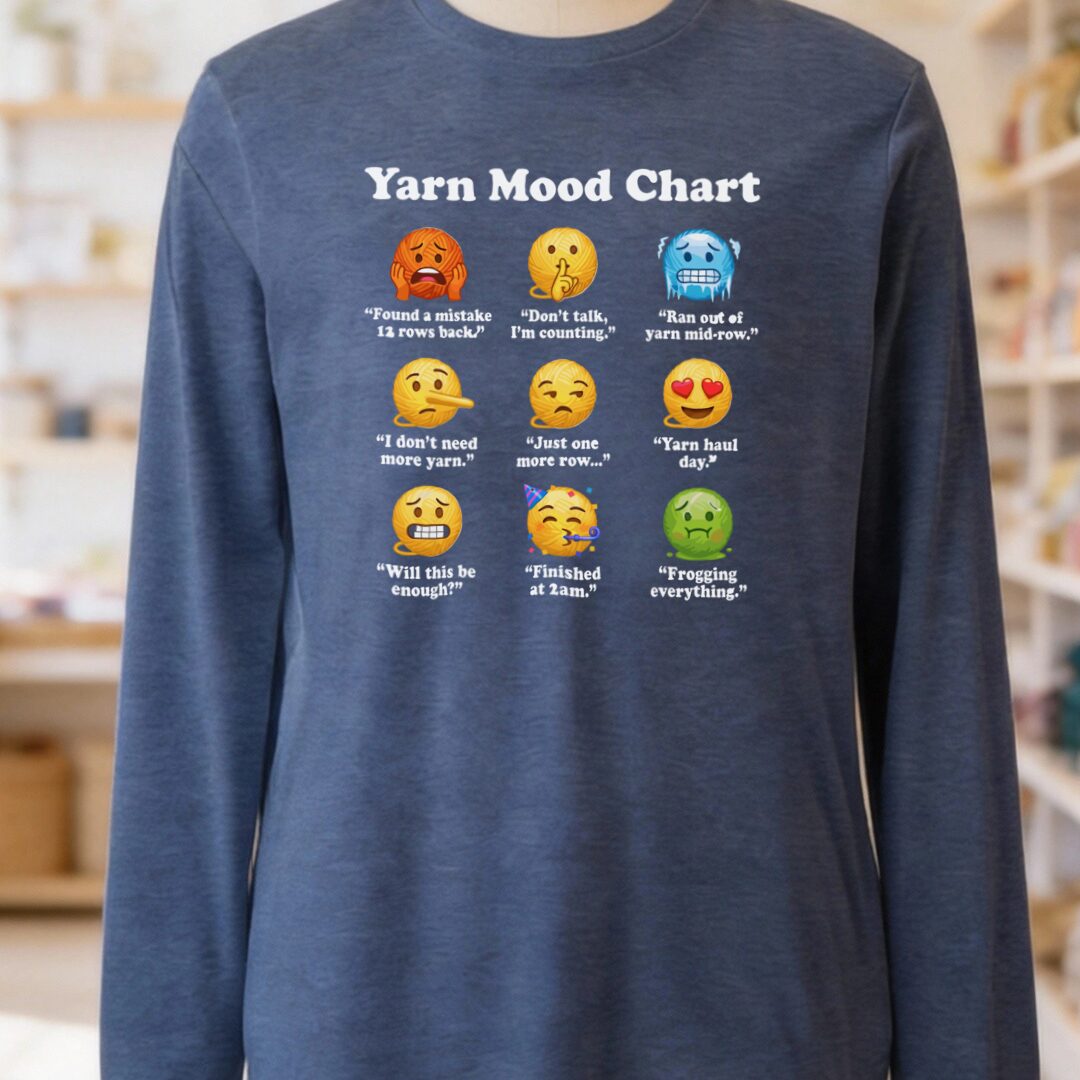 Yarn Emojis Long Sleeve Tee Navy t-shirt