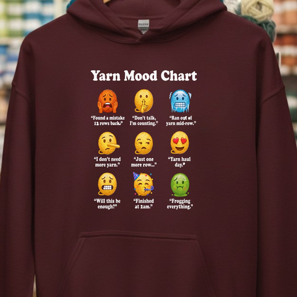 Yarn Emojis Maroon Hoodie.jpg