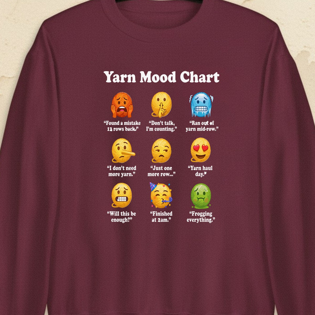 Yarn Emojis Maroon Sweatshirt.jpg