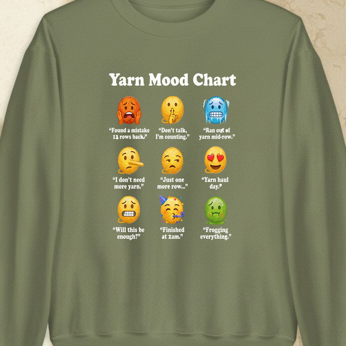 Yarn Emojis Military Green Sweatshirt.jpg