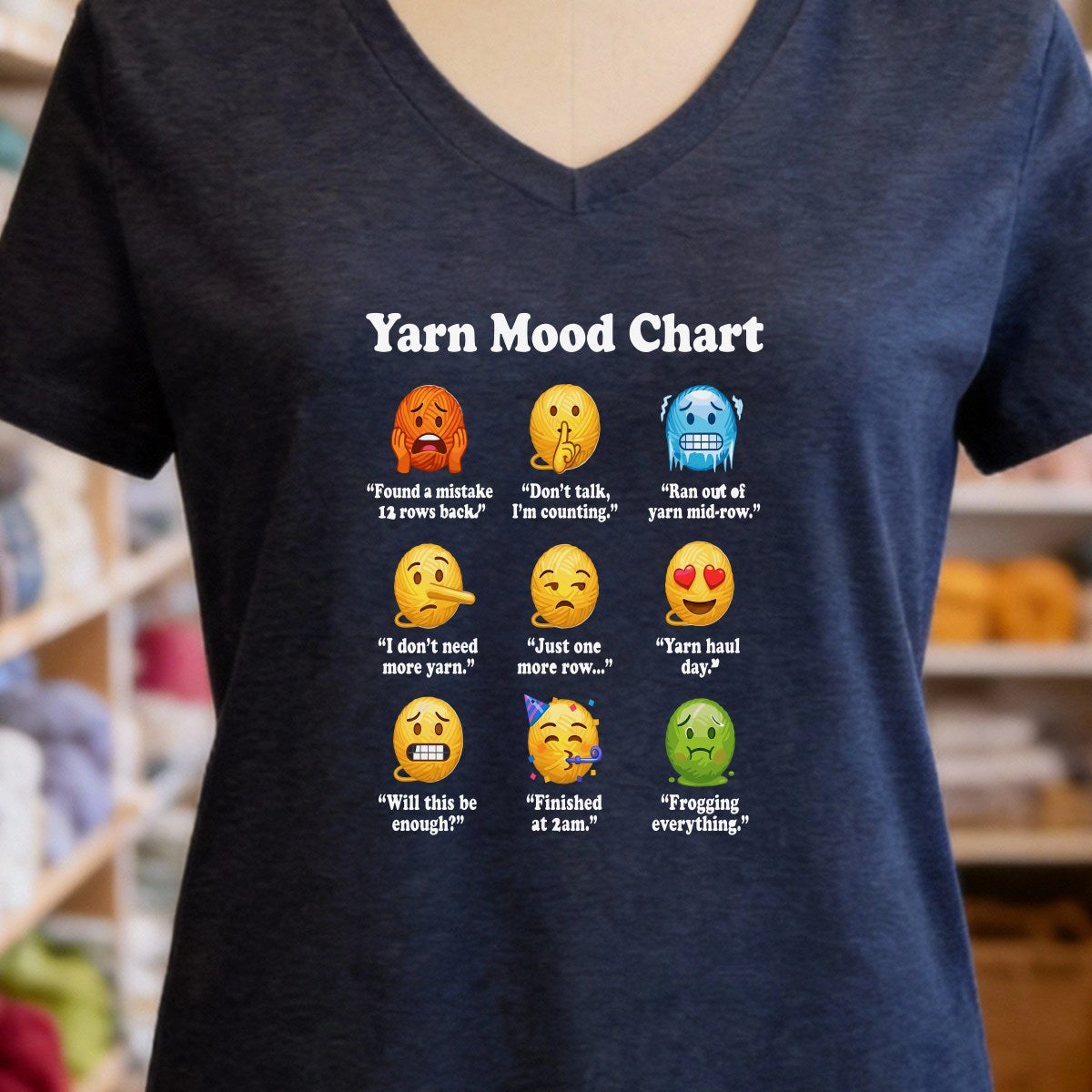 Yarn Emojis Navy V Neck.jpg