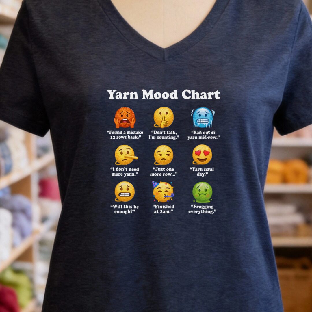 Yarn Emojis V-Neck T-Shirt Navy t-shirt
