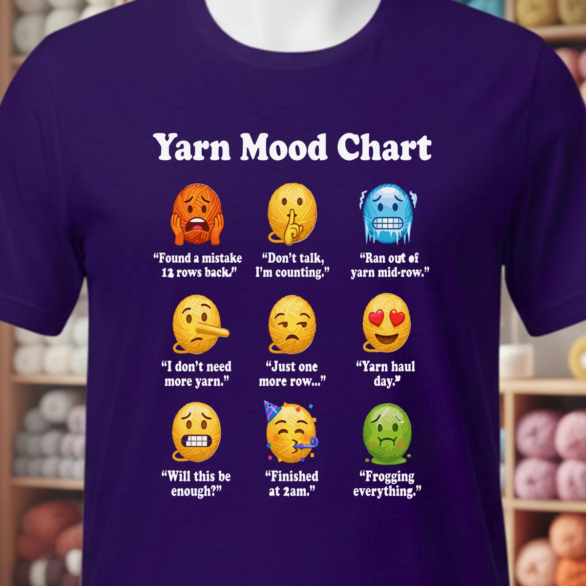 Yarn Emojis Purple T-Shirt.jpg