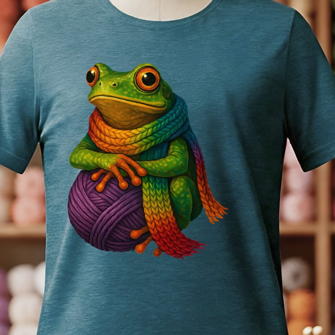 Yarn Frog T-Shirt Teal Blue t-shirt