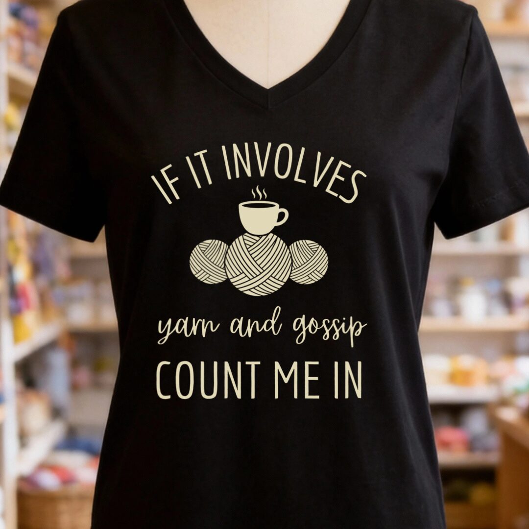 Yarn & Gossip V-Neck T-Shirt Black t-shirt