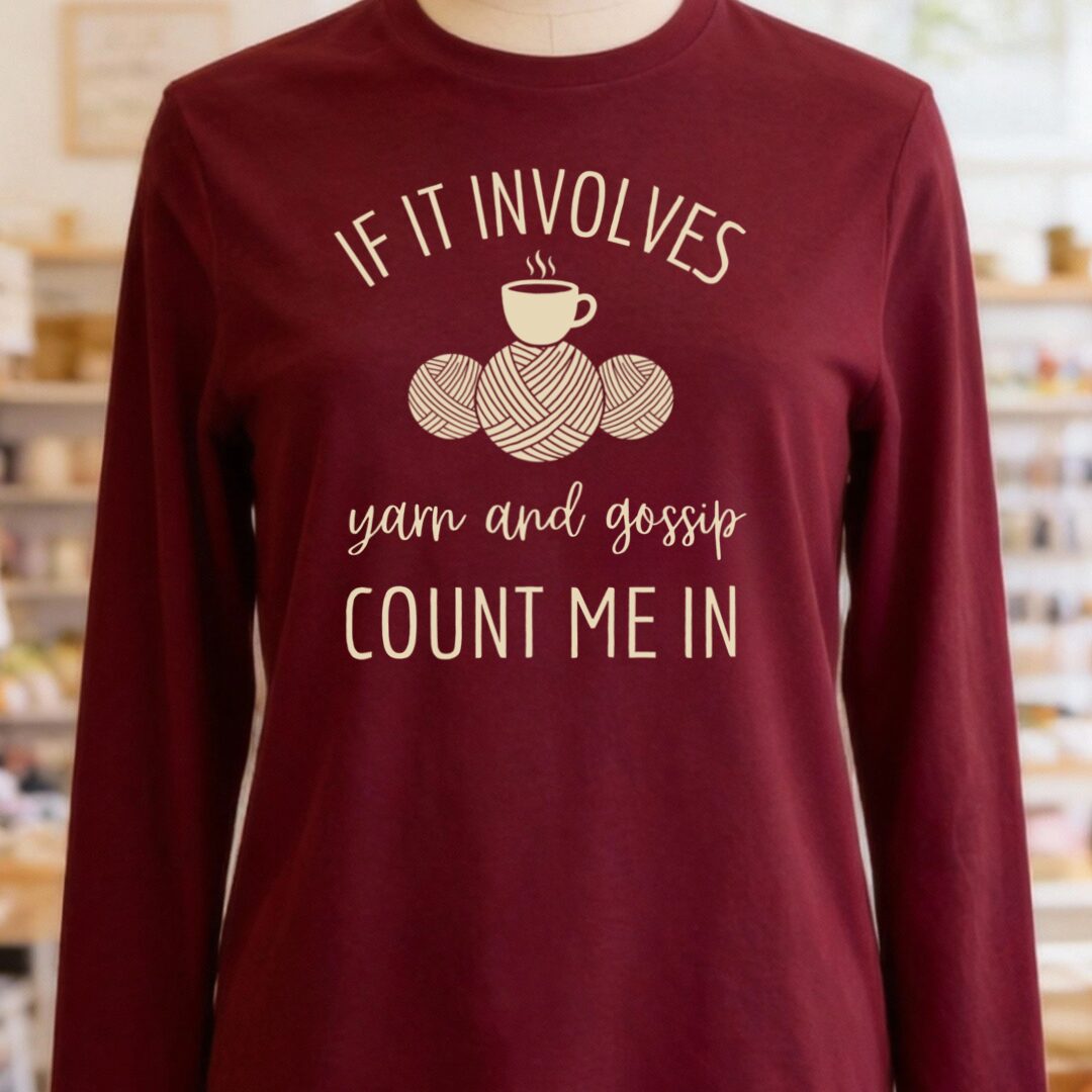 Yarn & Gossip Long Sleeve Tee Maroon t-shirt