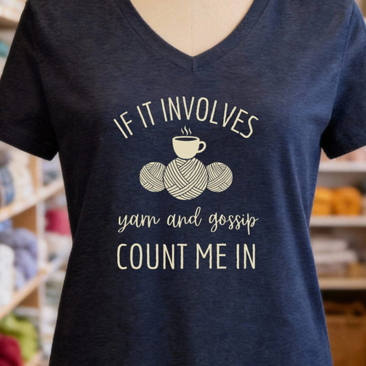 Yarn & Gossip V-Neck T-Shirt Navy t-shirt
