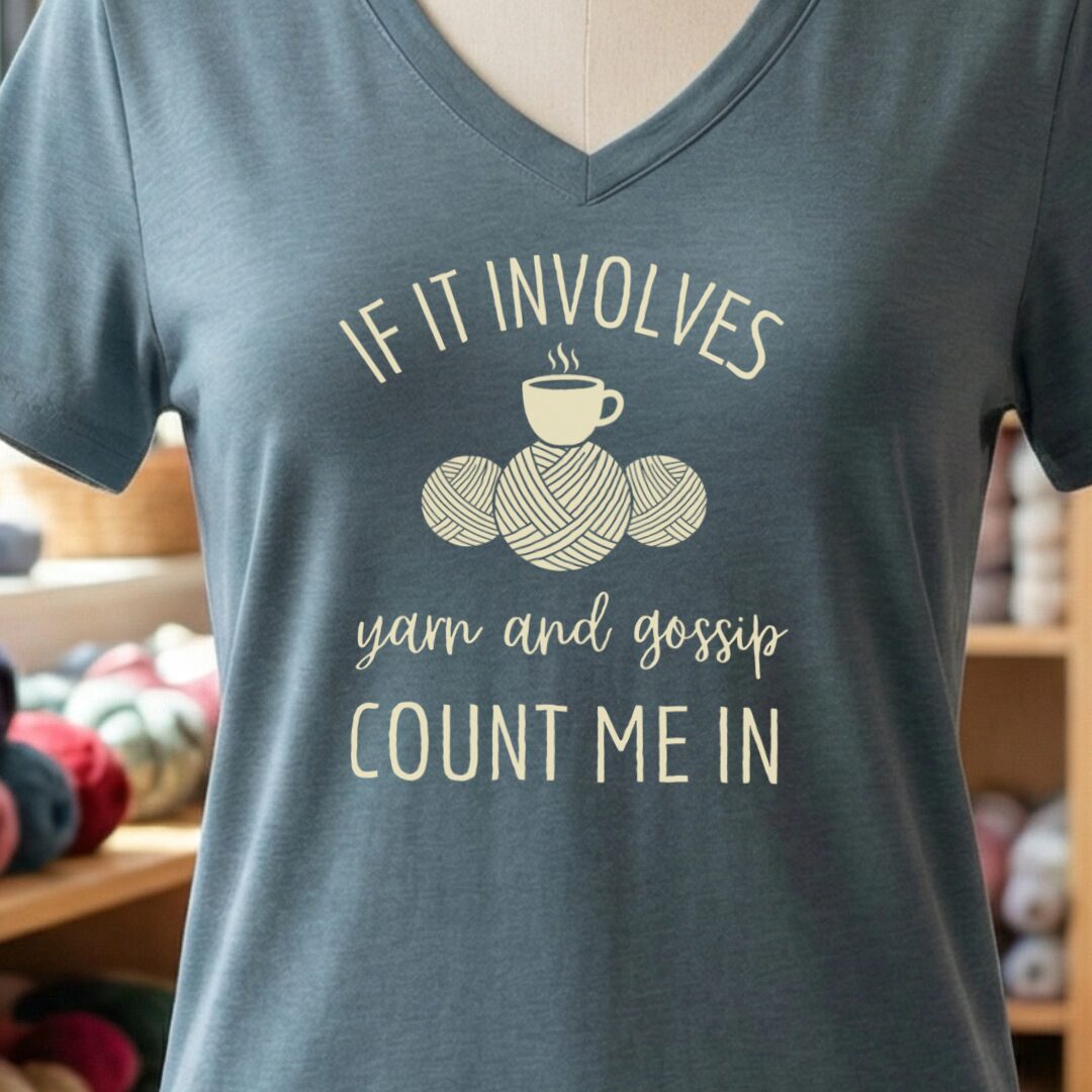 Yarn & Gossip V-Neck T-Shirt Slate t-shirt