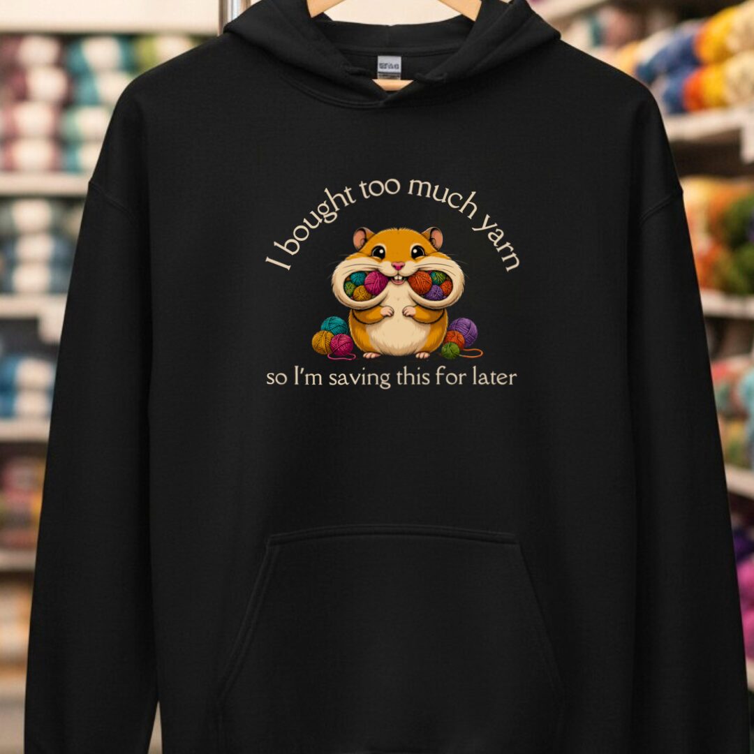 Yarn Hamster Hoodie Black t-shirt