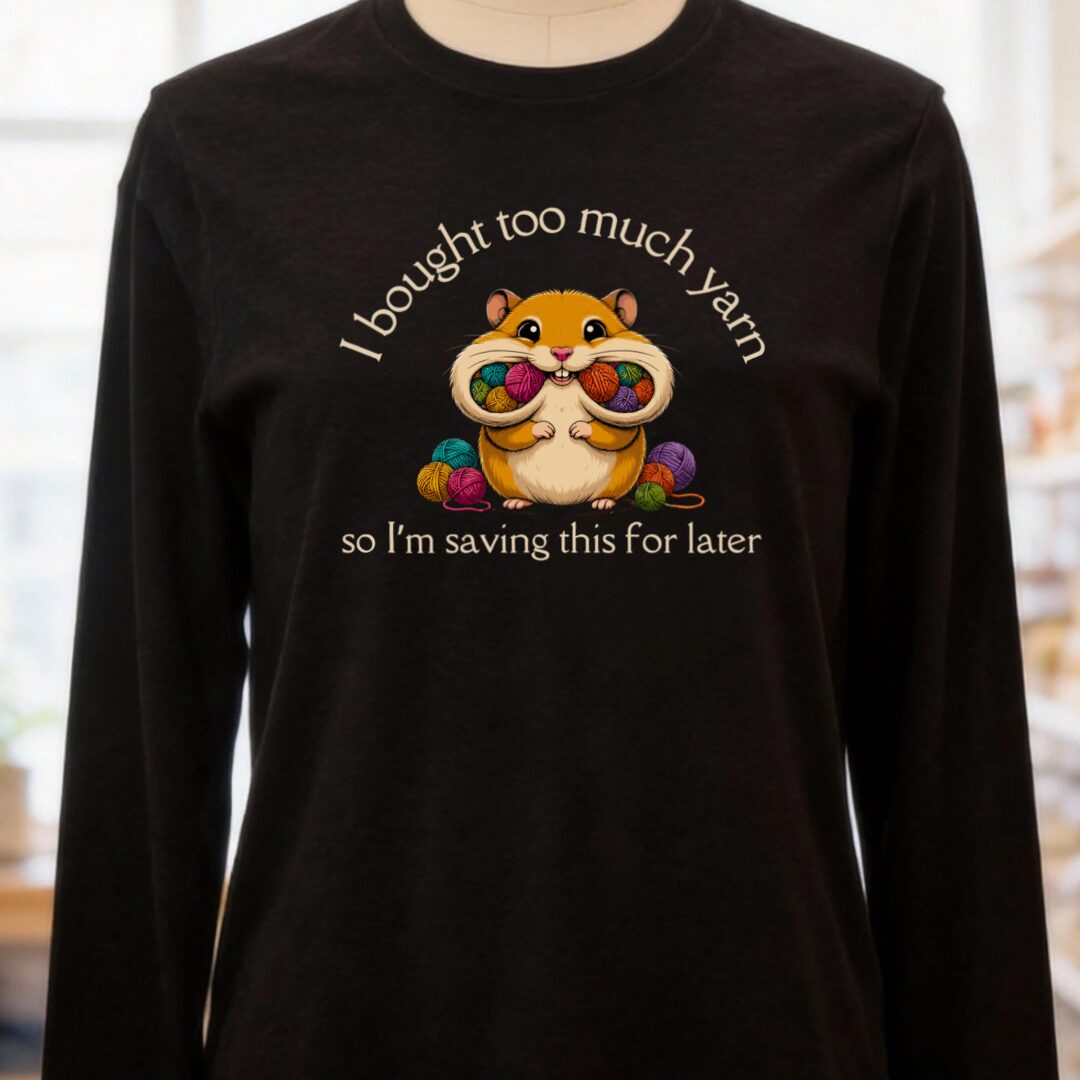 Yarn Hamster Long Sleeve Tee Black t-shirt