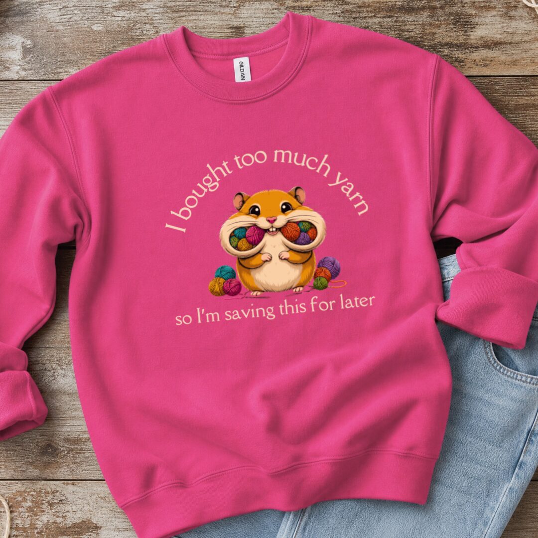 Yarn Hamster Sweatshirt Bright Pink t-shirt