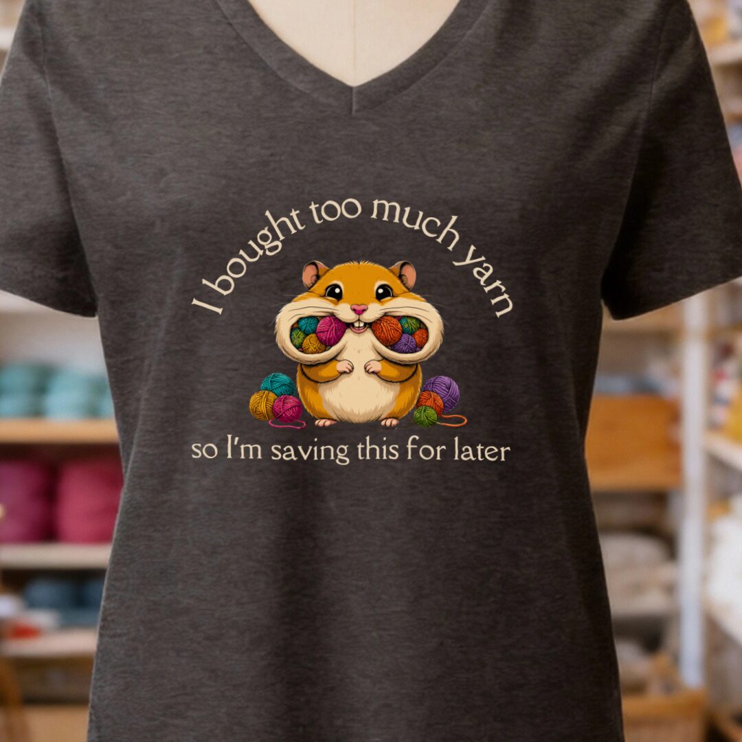 Yarn Hamster V-Neck T-Shirt Dark Grey t-shirt