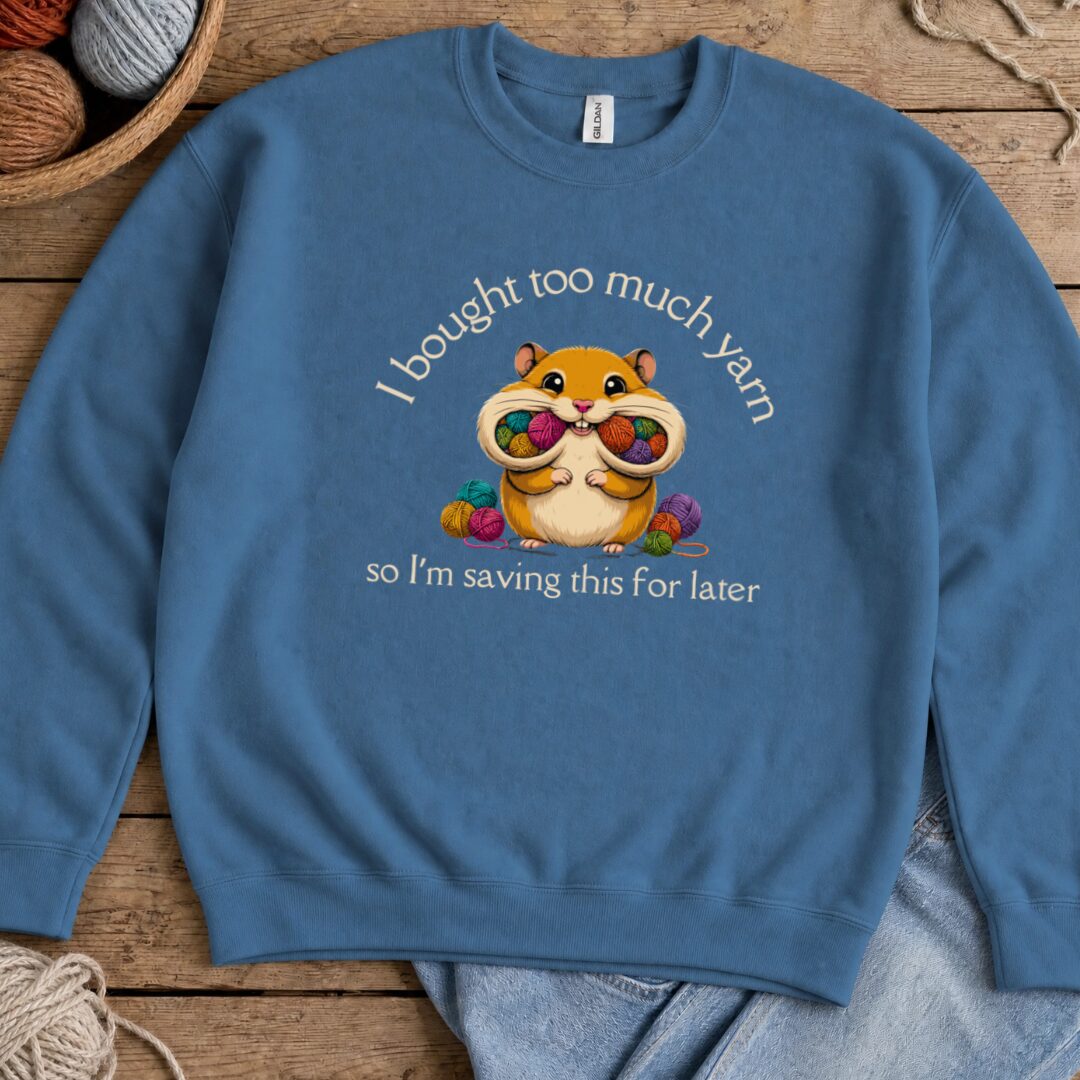 Yarn Hamster Sweatshirt Indigo Blue t-shirt