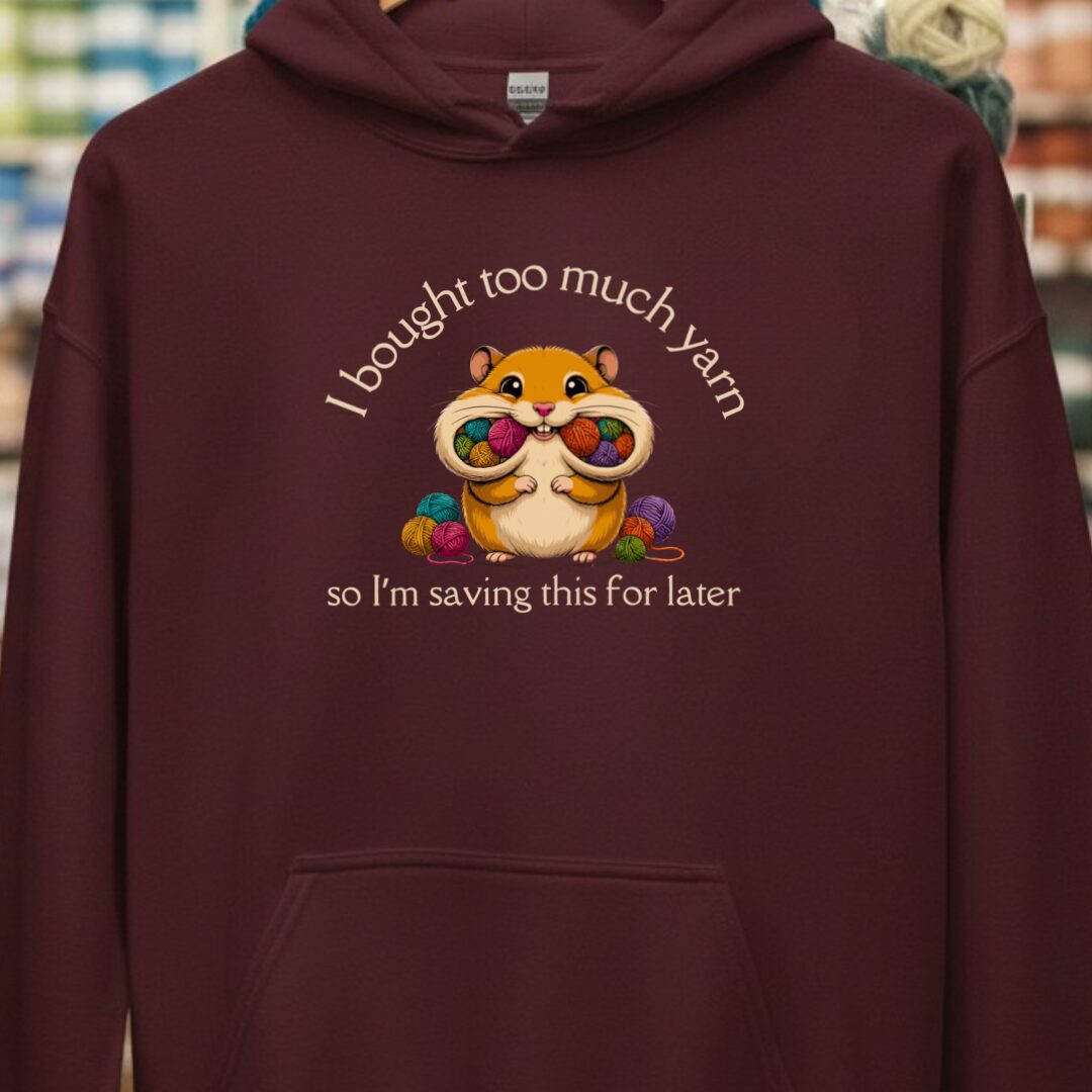 Yarn Hamster Hoodie Maroon t-shirt