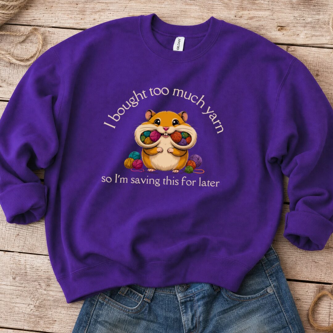 Yarn Hamster Sweatshirt Purple t-shirt