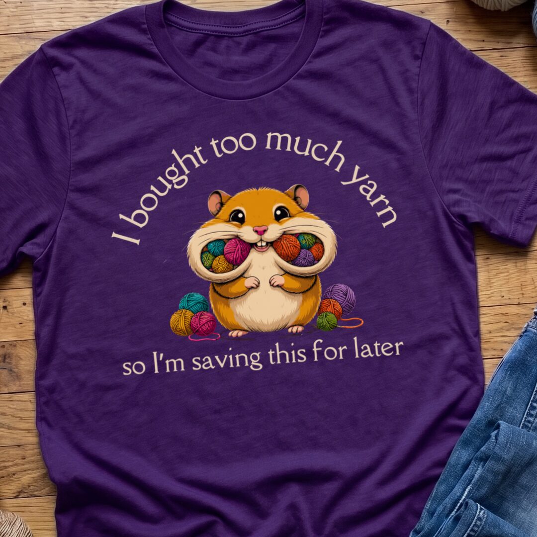 Yarn Hamster T-Shirt Purple t-shirt