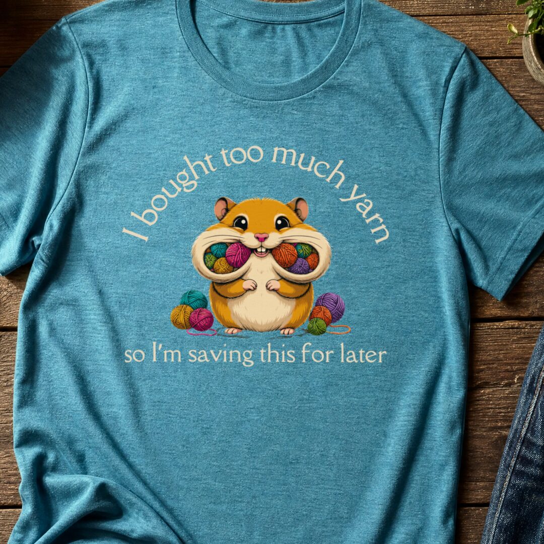 Yarn Hamster T-Shirt Teal Blue t-shirt