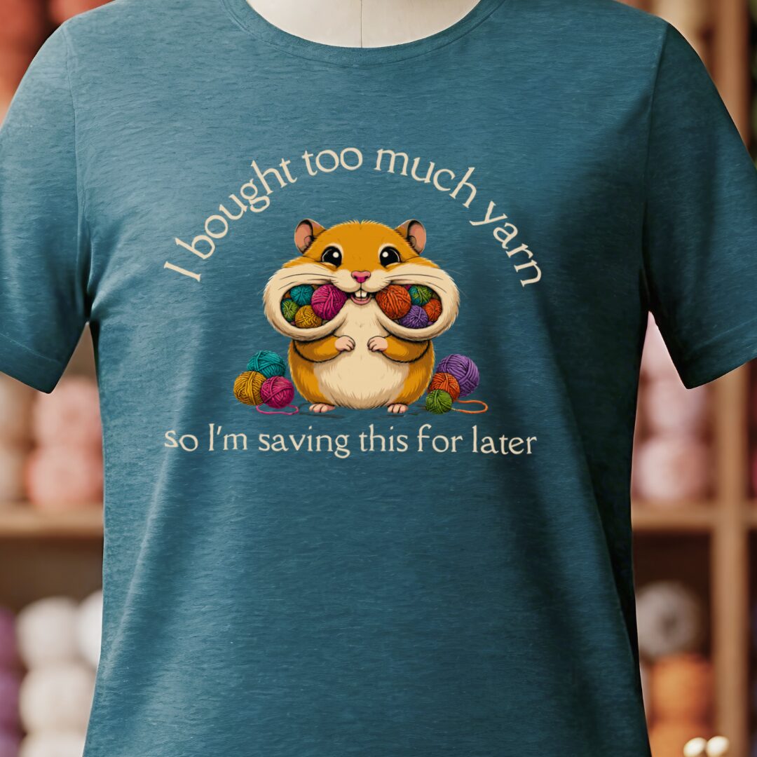Yarn Hamster T-Shirt Teal Blue t-shirt