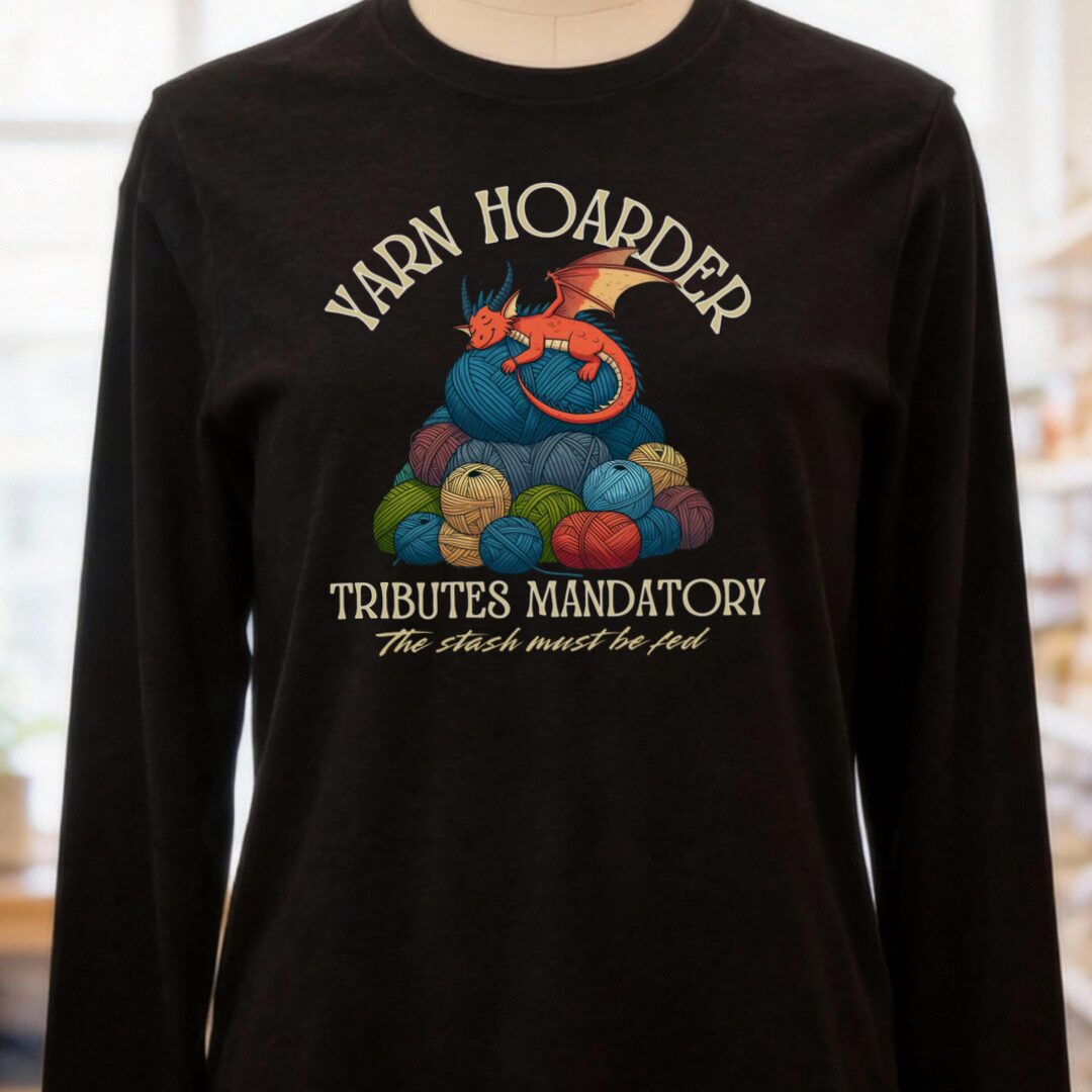 Yarn Hoarder Long Sleeve Tee Black t-shirt