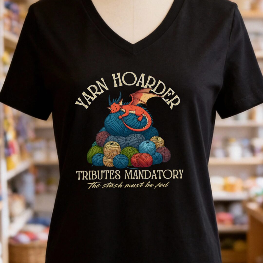 Yarn Hoarder V-Neck T-Shirt Black t-shirt