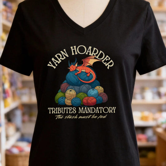 Yarn Hoarder V-Neck T-Shirt Black t-shirt