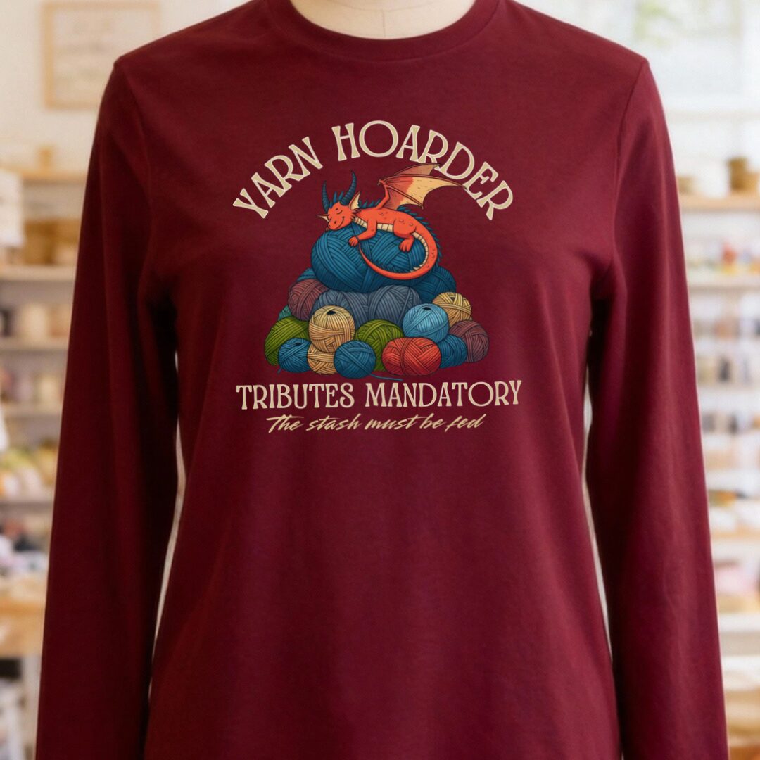 Yarn Hoarder Long Sleeve Tee Maroon t-shirt