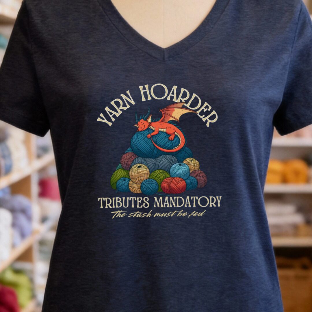 Yarn Hoarder V-Neck T-Shirt Navy t-shirt