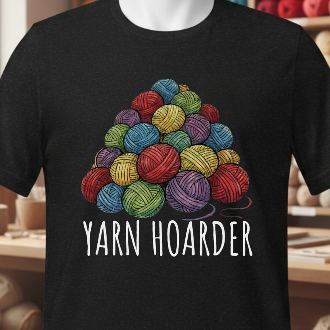 Yarn Hoarder Pile T-Shirt Black t-shirt