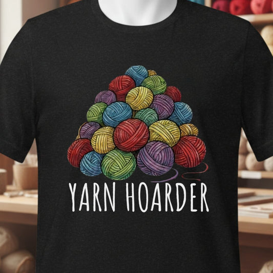 Yarn Hoarder Pile T-Shirt Black t-shirt