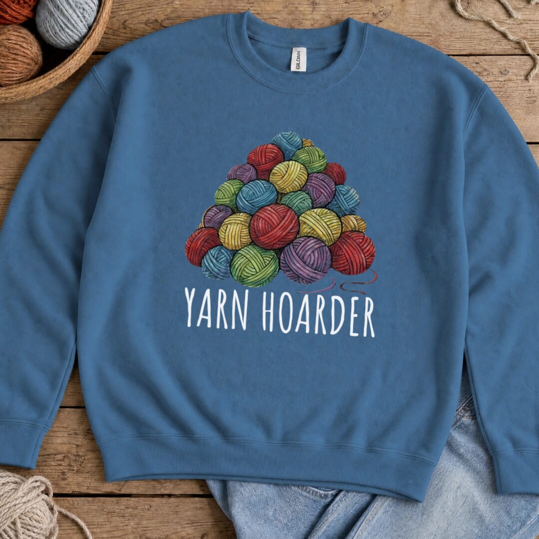 Yarn Hoarder Pile Sweatshirt Indigo Blue t-shirt