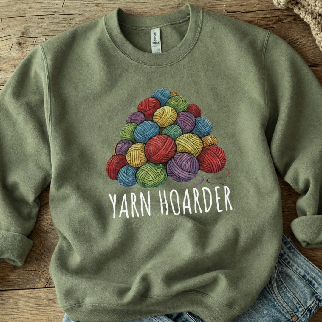 Yarn Hoarder Pile Sweatshirt Military Green t-shirt