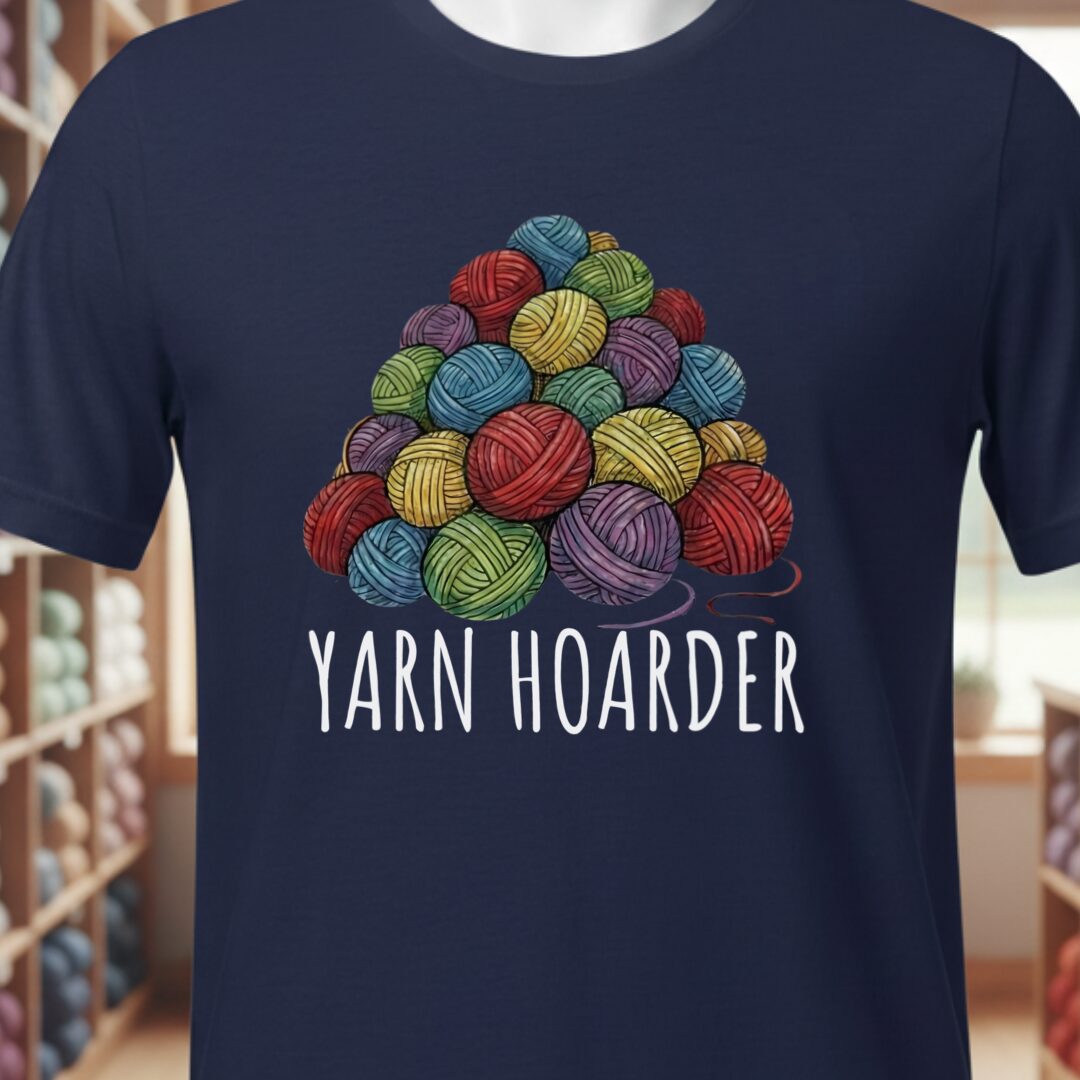 Yarn Hoarder Pile T-Shirt Navy t-shirt