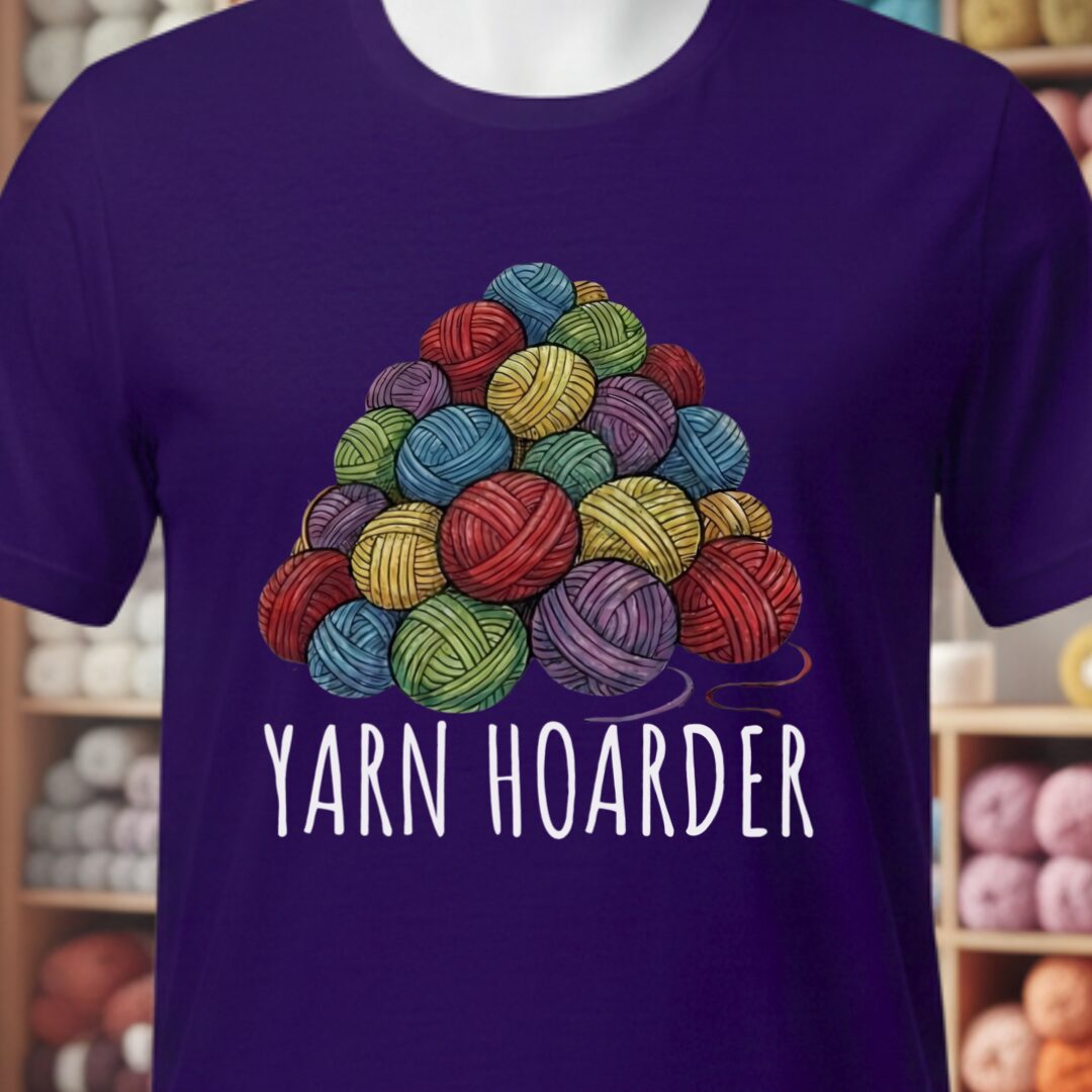 Yarn Hoarder Pile T-Shirt Purple t-shirt