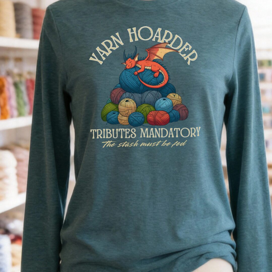 Yarn Hoarder Long Sleeve Tee Teal t-shirt