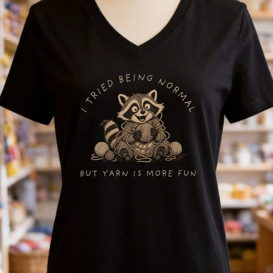 Yarn Is More Fun V-Neck T-Shirt Black t-shirt