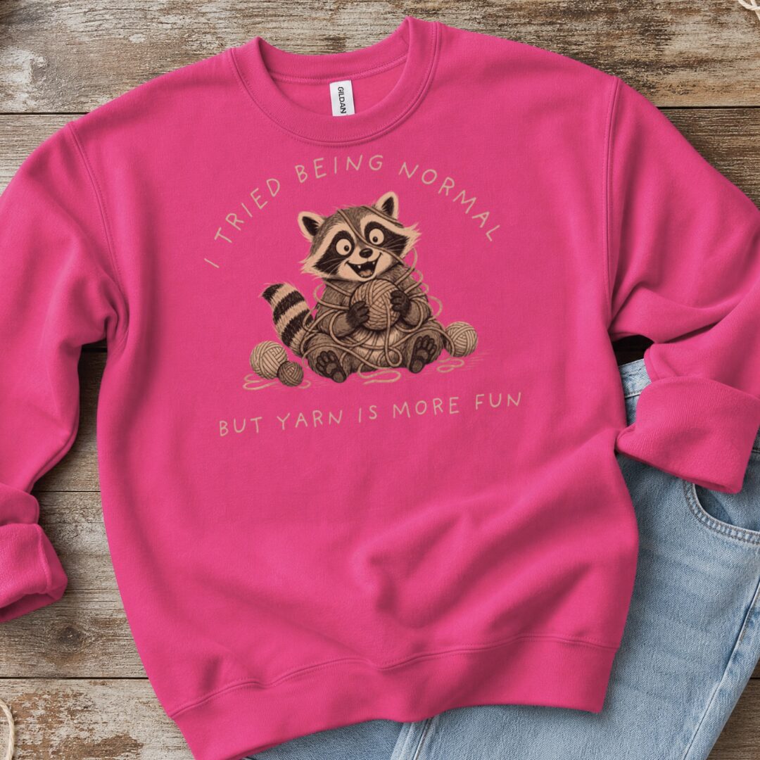 Yarn Is More Fun Bright Pink Sweatshirt.jpg