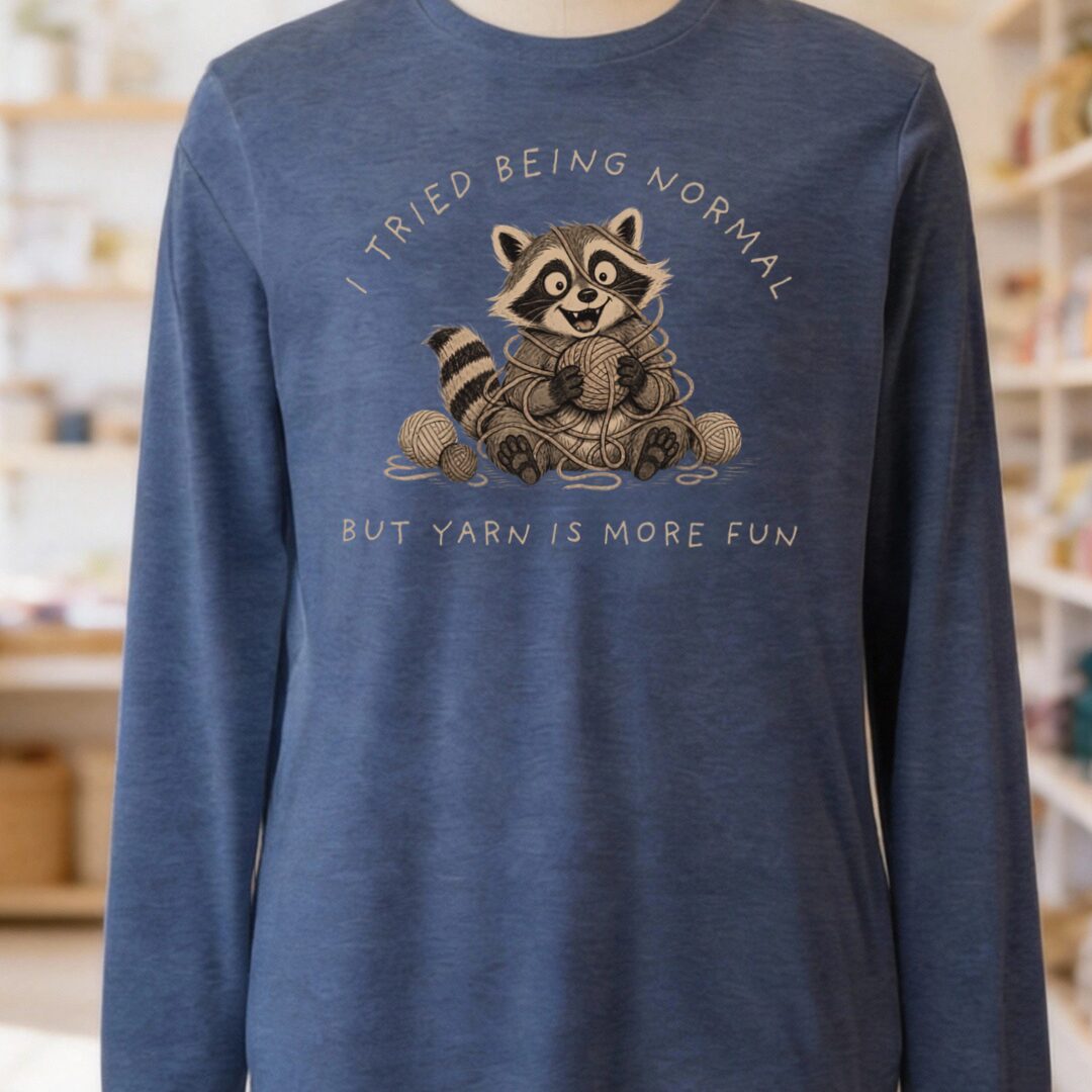 Yarn Is More Fun Heather Navy Long Sleeve Tee.jpg