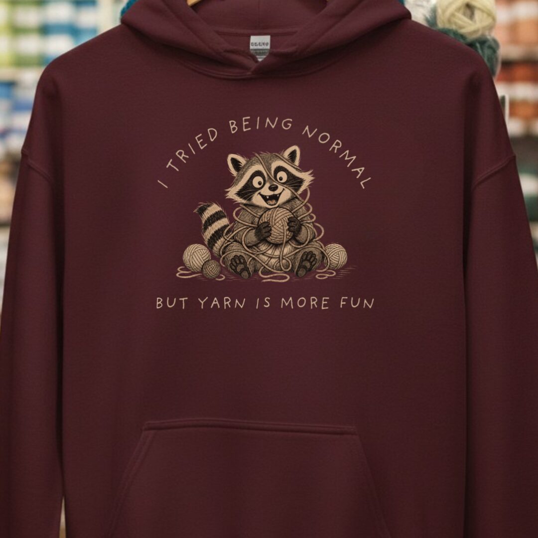 Yarn Is More Fun Maroon Hoodie.jpg