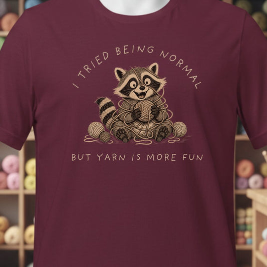 Yarn Is More Fun Maroon T-Shirt.jpg