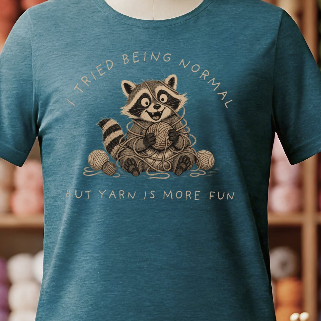 Yarn Is More Fun Teal Blue T-Shirt.jpg