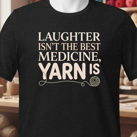 Yarn Is The Best Medicine T-Shirt Black t-shirt