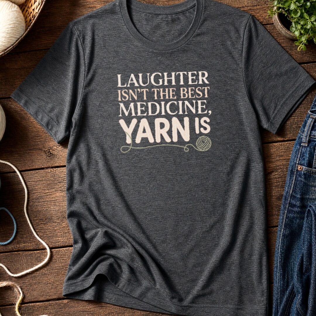 Yarn Is The Best Medicine T-Shirt Dark Grey t-shirt