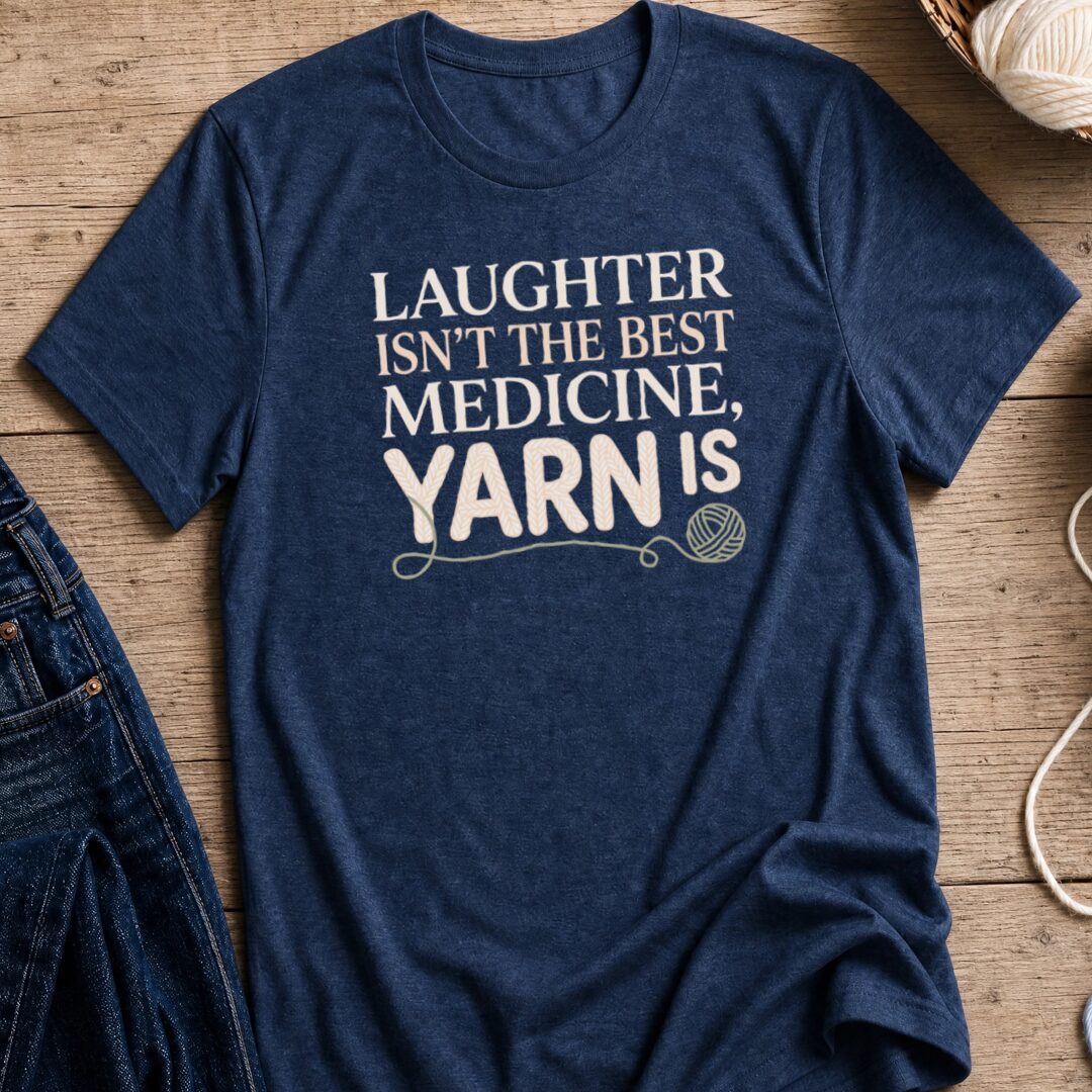 Yarn Is The Best Medicine T-Shirt Navy t-shirt
