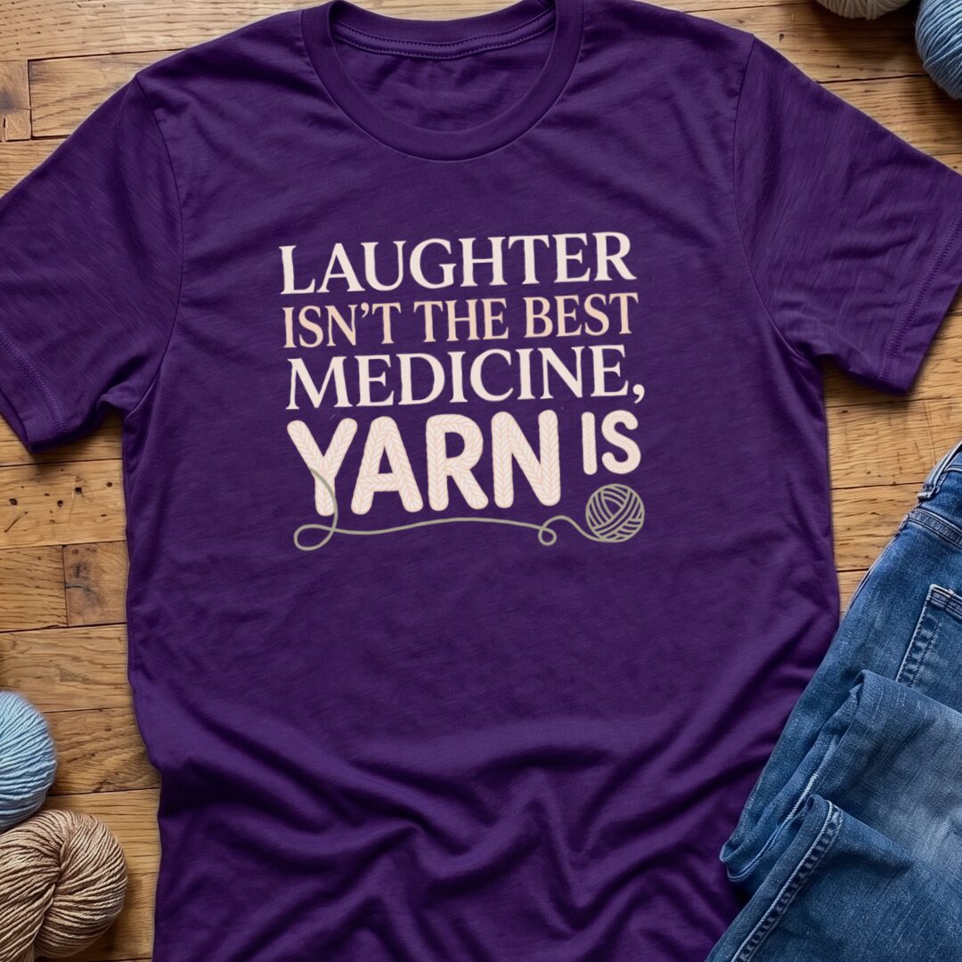 Yarn Is The Best Medicine T-Shirt Purple t-shirt