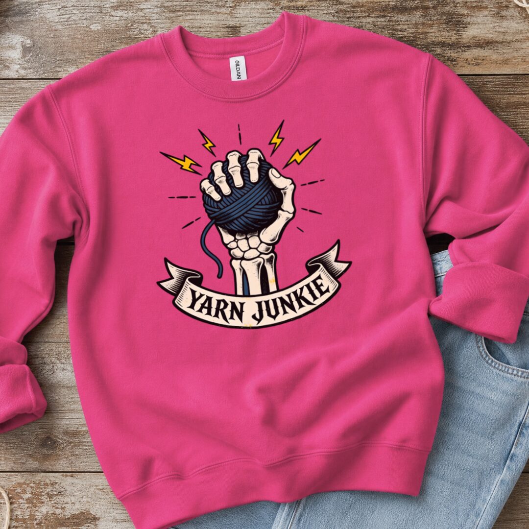 Yarn Junkie Sweatshirt Bright Pink t-shirt